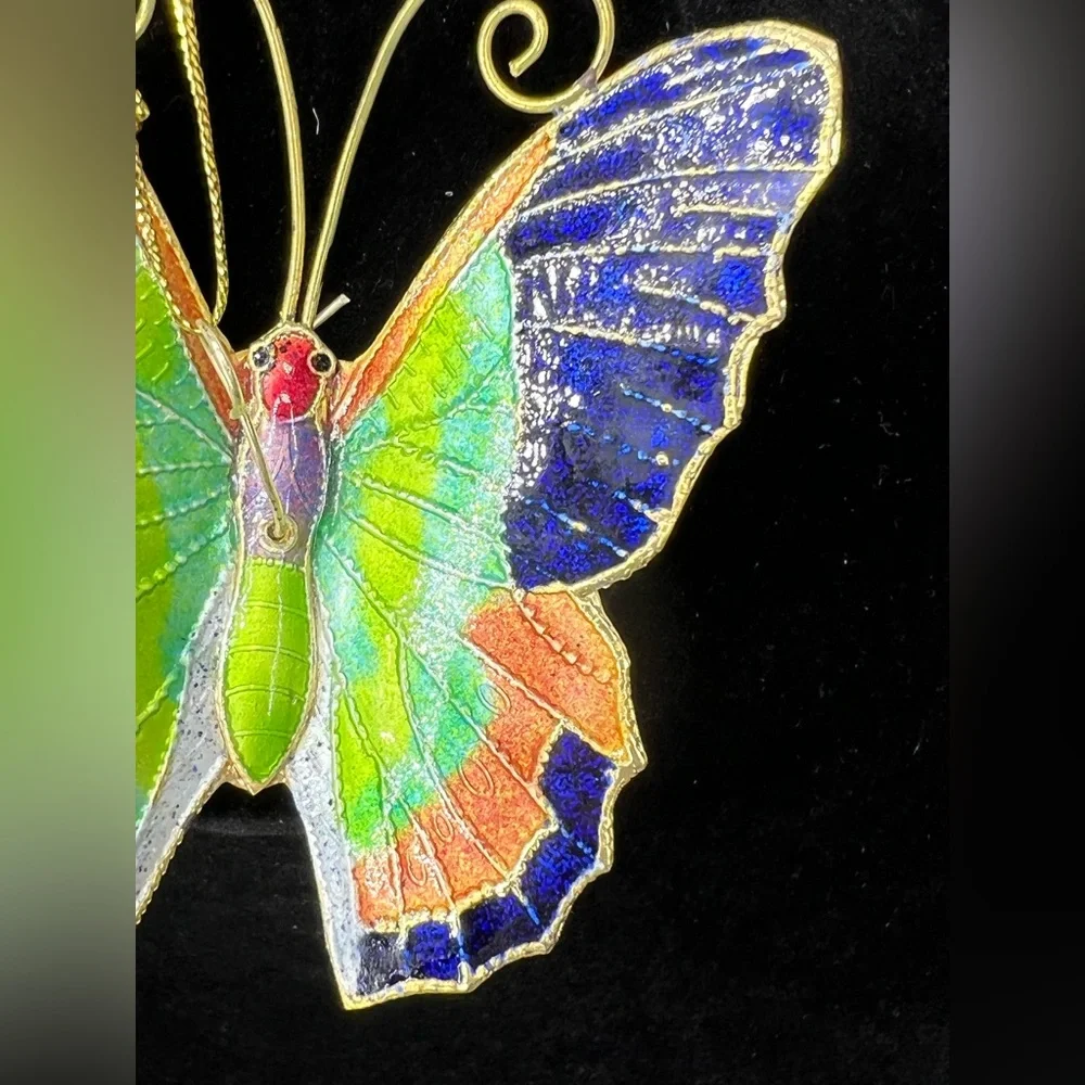 Vintage Gold Tone Enamel Butterfly